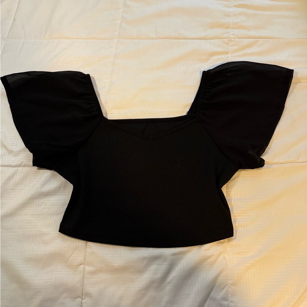SHEIN Elegant Black Puff Sleeve Top